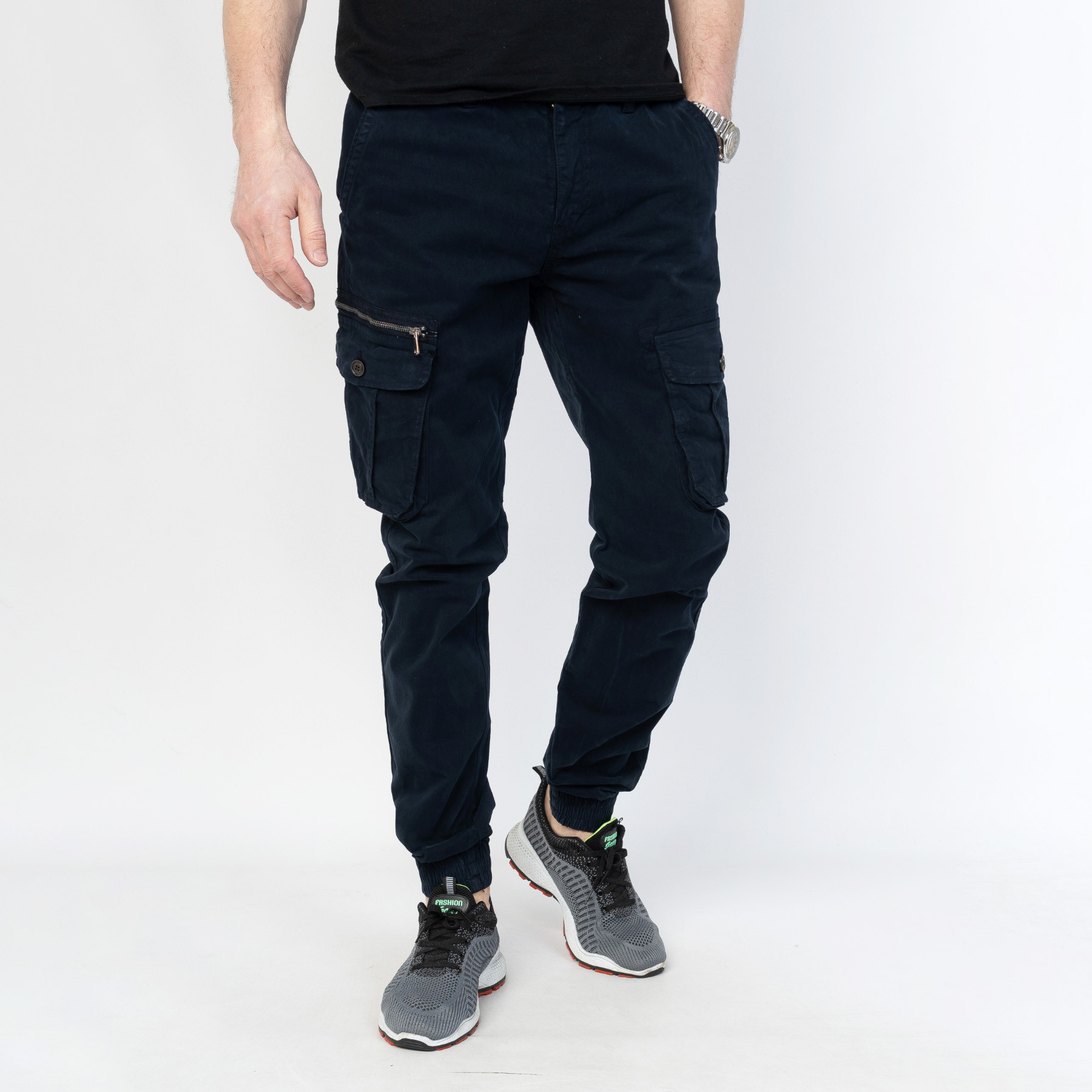 2073-3 TICLACE брюки карго мужские тёмно-синие стрейчевые (8 ед. размер: 28.29.30.31.32.33.34.36)