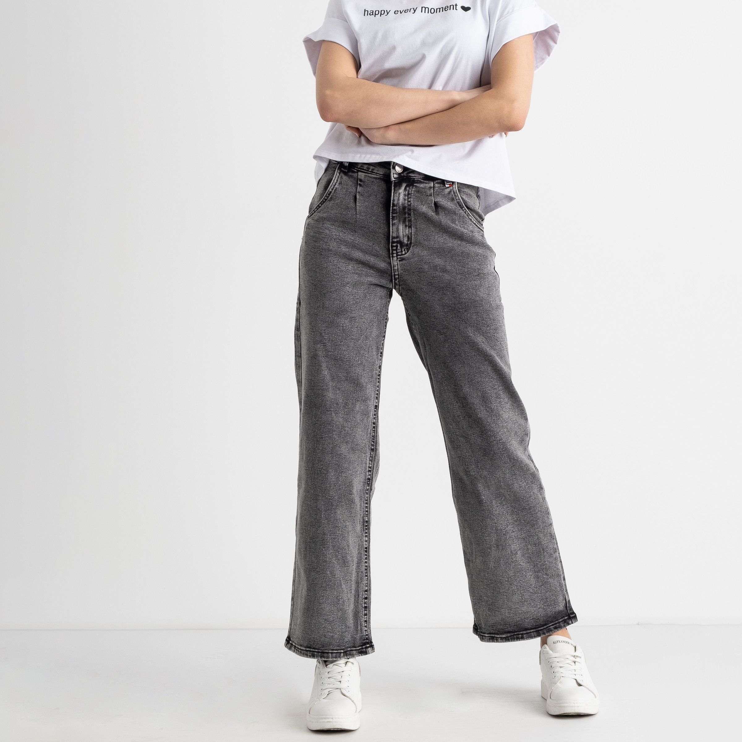 0045-9 WF Relucky джинсы-кюлоты женские серые стрейчевые ( 6 ед. размеры : 25.26.27.28.29.30)