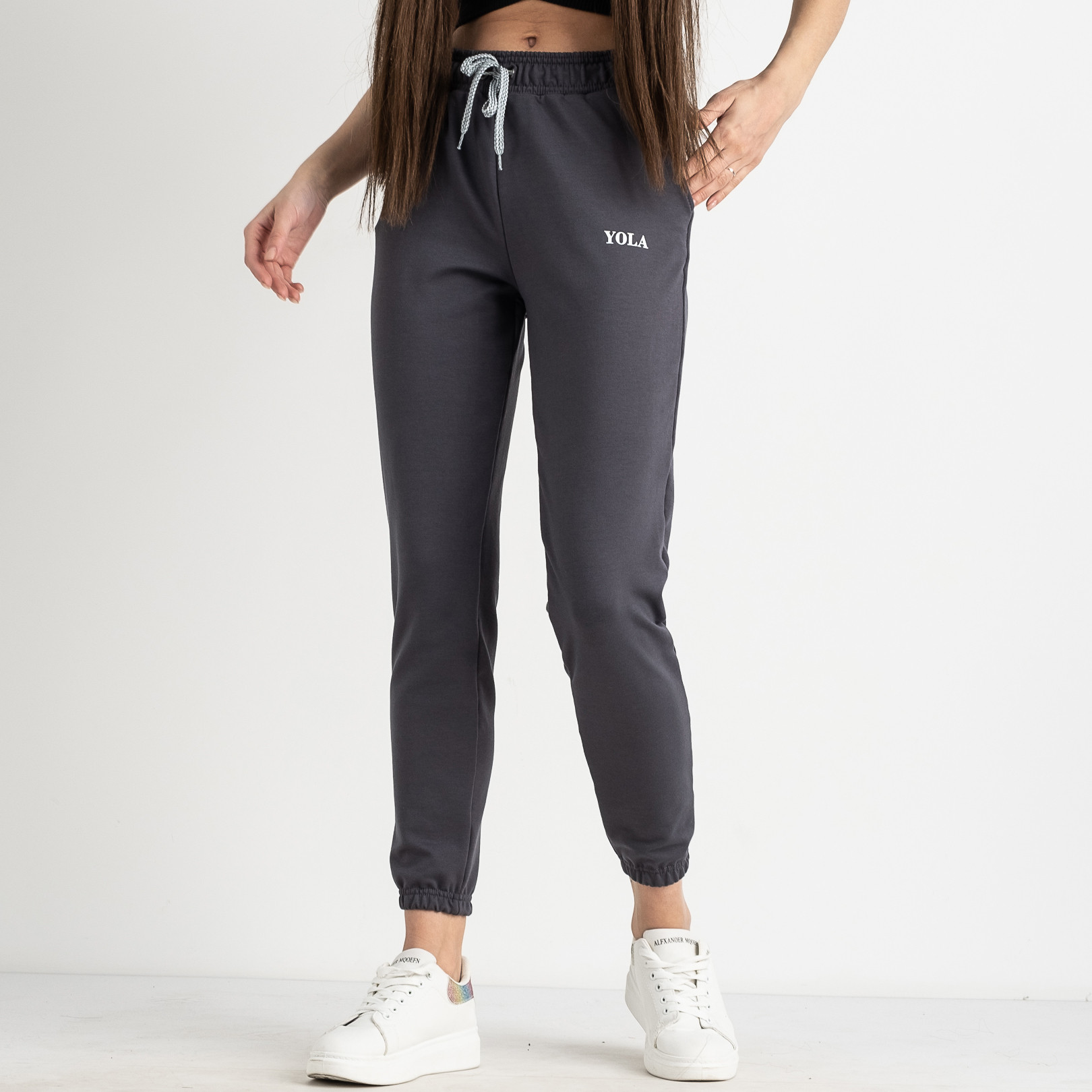 1466-5 ГРАФИТ Yola спортивные штаны женские из двунитки (4 ед. размеры: S.M.L.XL)