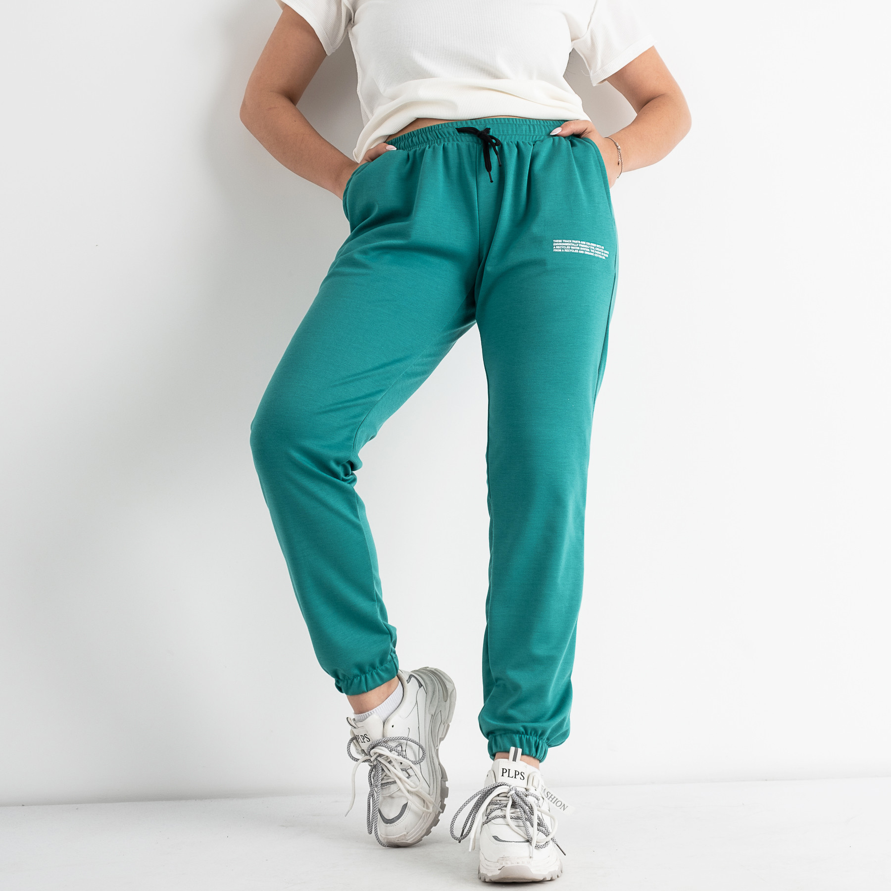 1105-88 ЗЕЛЕНЫЕ спортивные брюки женские из двунитки ( 4 ед размеры: S.M.L.XL)