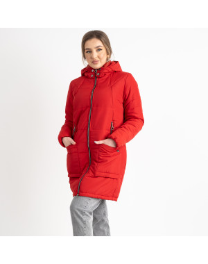 4010-5 красная куртка полубатальная женская на синтепоне ( 4 ед. размеры на бирке : 42.44.46.48) 