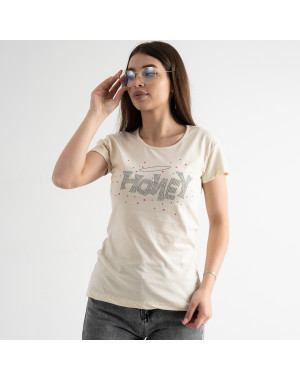 5006-3 МОЛОЧНАЯ Kafkame футболка женская с принтом ( 4 ед. размеры : S.M.L.XL)