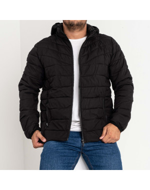 2297-1 LINKEVOGUE куртка мужская чёрная с капюшоном на синтепоне (5 ед. размеры: M.L.XL.2XL.3XL)