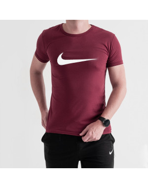 20204-34 БОРДОВАЯ футболка мужская с БЕЛЫМ принтом (4 ед.размеры: M.L.XL.XXL)