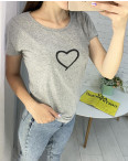 7029-6 СЕРАЯ футболка женская с принтом (3 ед. размеры : M.L.XL): артикул 1129364