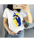 7012-10 БЕЛАЯ футболка женская с принтом ( 3 ед. размеры : S.M.L): артикул 1128913
