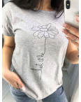 7011-6 СЕРАЯ футболка женская с принтом (3 ед. размеры : M.L.XL): артикул 1128897