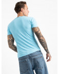 2605-13 светло голубая футболка мужская с принтом (4 ед. размеры: M.L.XL.2XL): артикул 1120918
