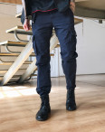 D 8813-8 Iteno брюки мужские карго батальные темно-синие весенние стрейч-котон (33-42, 6/12 ед.): артикул 1088621