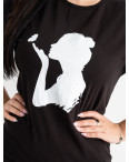 9133 ЧЕРНАЯ футболка женская с принтом ( 6 ед.размеры: S-M/2.M-L/2.L-XL/2): артикул 1129063