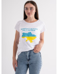 7033-10 БЕЛАЯ ПАТРИОТИЧЕКАЯ футболка женская с принтом (3 ед. размеры : S.M.L): артикул 1129369