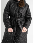 1975-1 ЧЕРНАЯ весенняя куртка женская удлиненная стеганная с капюшоном на 150 синтепоне (2 ед.размеры: M.L): артикул 1132534