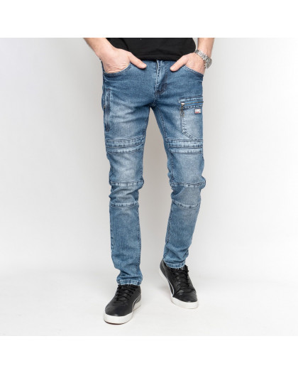 8340 FANGSIDA  джинсы мужские синие стрейчевые (8 ед. размеры: 28.29.30.31.32.34.36.38) Fangsida