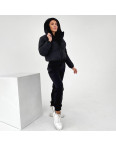 0132-12 черный женский спортивный костюм тройка (штаны + кофта на флисе, куртка плащевка на 250 синтепоне, 2 ед. размеры норма: M. L): артикул 1141230