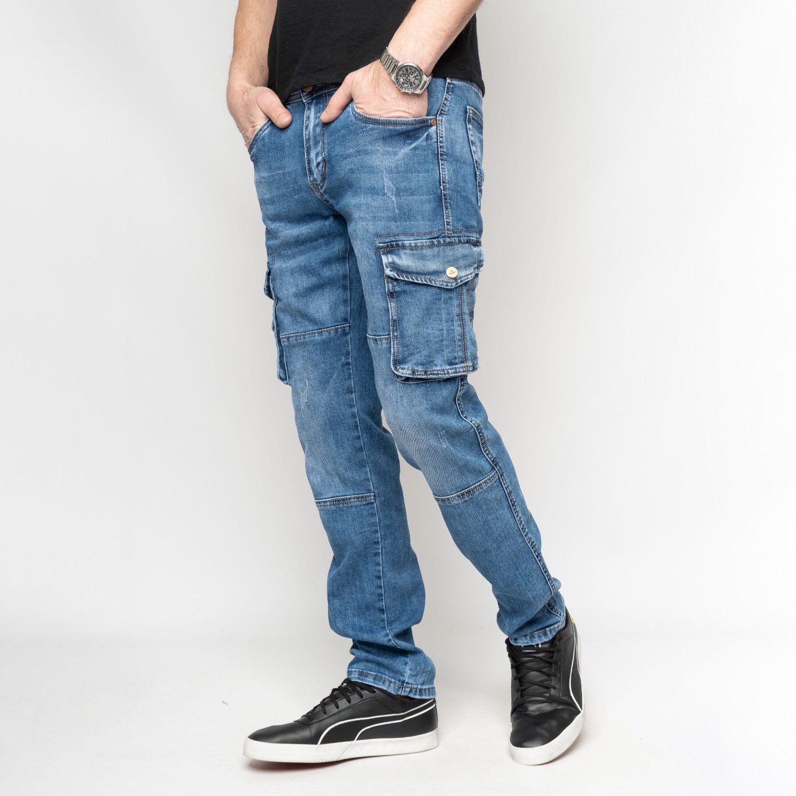 8327 FANGSIDA джинсы  мужские синие стрейчевые (8 ед. размеры: 29.30.31.32.33.34.36.38)                