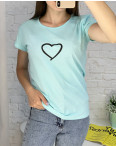7029-4 БИРЮЗОВАЯ футболка женская с принтом (3 ед. размеры : M.L.XL): артикул 1129362