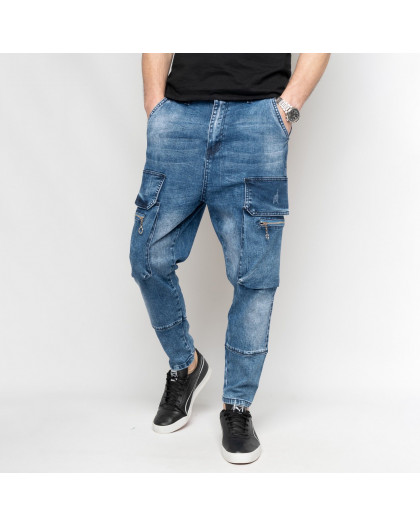 8319 FANGSIDA  джинсы мужские синие стрейчевые (8 ед. размеры: 28.29.30.31.2/32.33.34) Fangsida