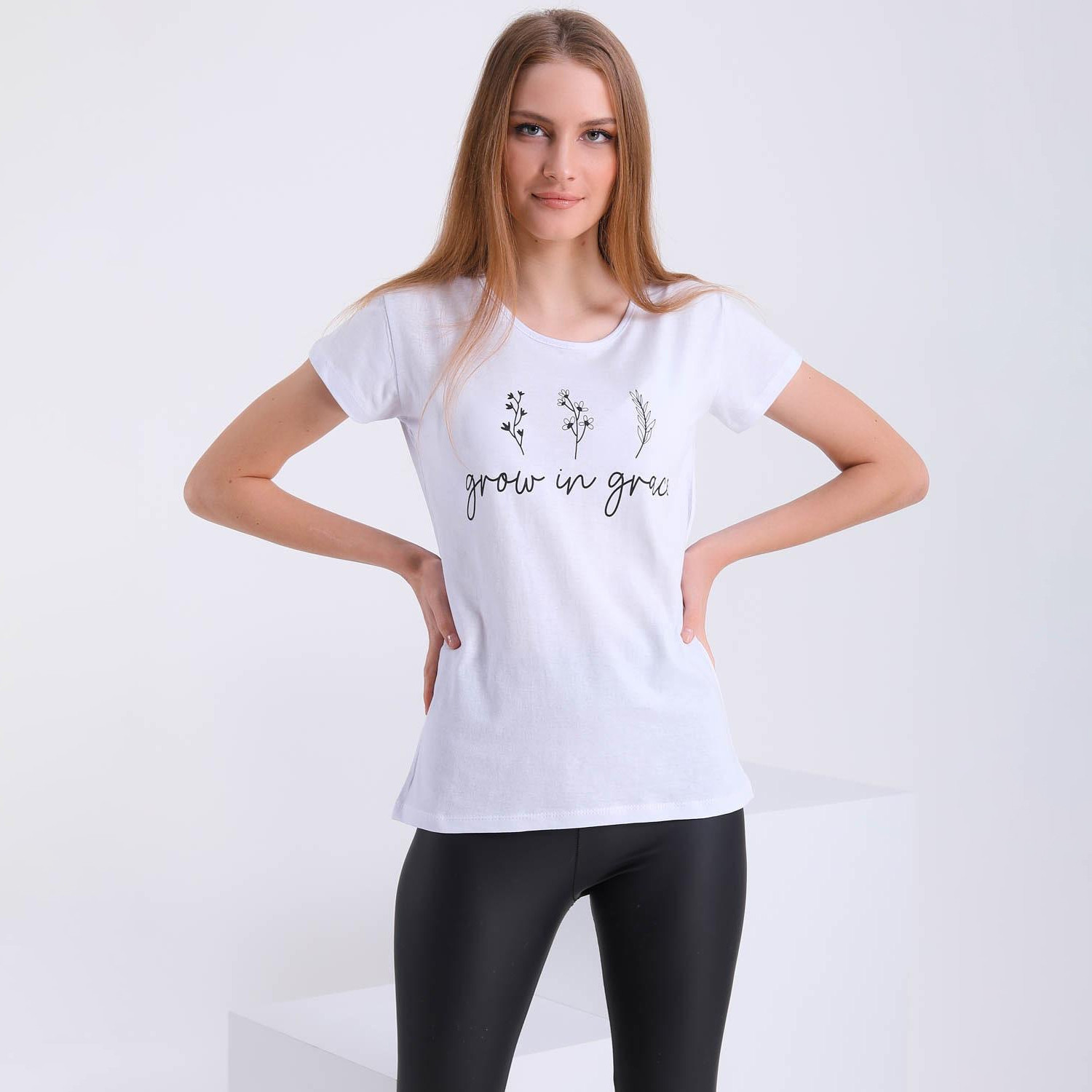5054-10 Kafkame БЕЛАЯ футболка женская с принтом (4 ед. размеры : S.M.L.XL)