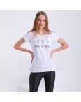 5054-10 Kafkame БЕЛАЯ футболка женская с принтом (4 ед. размеры : S.M.L.XL): артикул 1133795