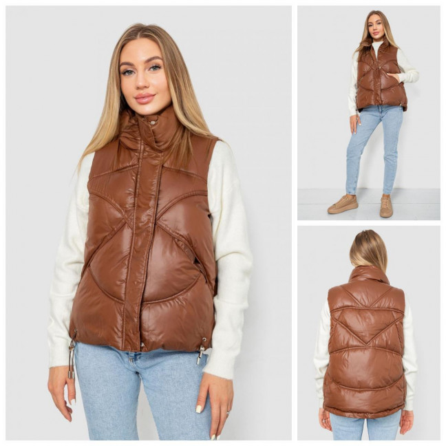 0915-9* коричневая женская жилетка (синтепон, 5 ед. размеры норма: M. L. XL. 2XL, могут повторяться) выдача на следующий день                                             Жилетка: артикул 1152737