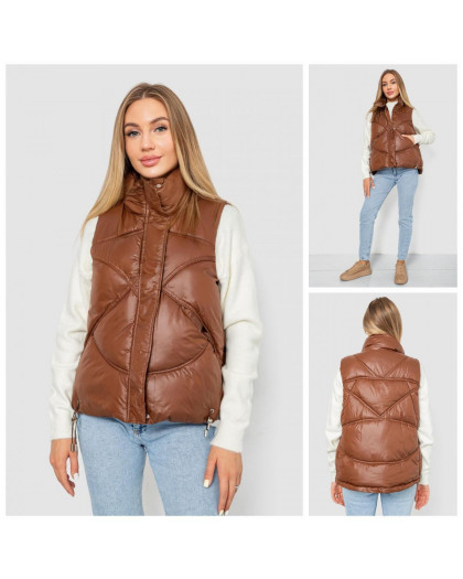 0915-9* коричневая женская жилетка (синтепон, 5 ед. размеры норма: M. L. XL. 2XL, могут повторяться) выдача на следующий день                                             Жилетка