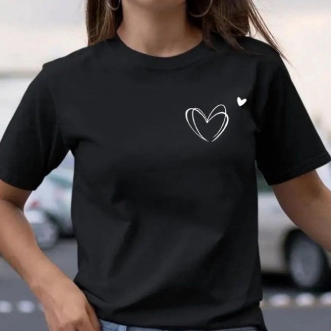 20106-1 черная женская футболка (принт, 5 ед. размеры норма: S. M. L. XL. 2XL) Футболка: артикул 1145466