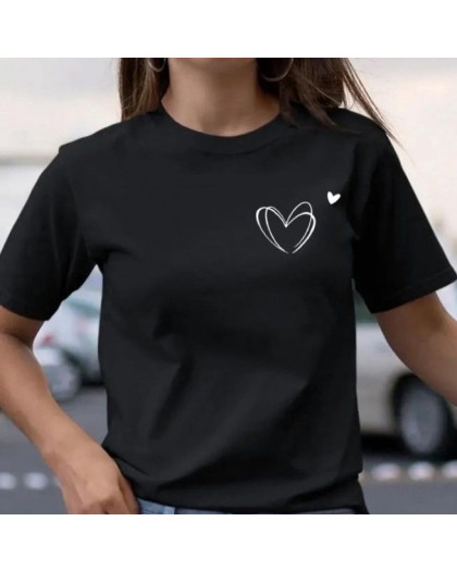 20106-1 черная женская футболка (принт, 5 ед. размеры норма: S. M. L. XL. 2XL) Футболка
