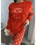 1123-3 КРАСНАЯ пижама женская махровая (3 ед. размеры: М.L.XL): артикул 1130903