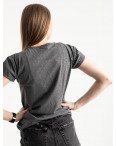 2582-7 темно-серая футболка женская с принтом (3 ед. размеры: S.M.L): артикул 1119213