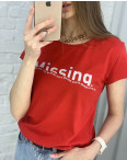 2401-3 красная футболка женская с принтом (4 ед. размеры: S.M.L.XL): артикул 1122358