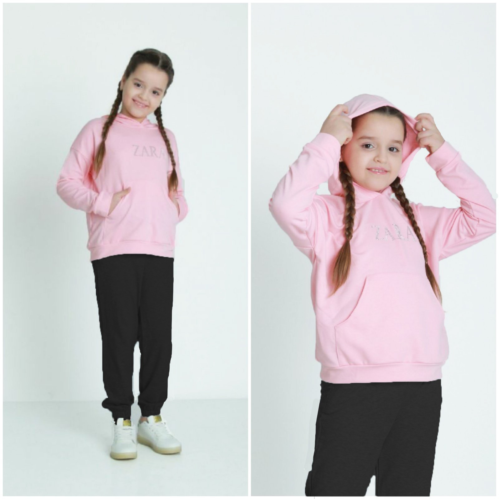1290-2 розовый спортивный костюм на девочку 6-11 лет (3 ед. размеры: M.XL.2XL)
