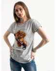 2570-5 серая футболка женская с принтом (3 ед. размеры: S.M.L): артикул 1119145