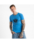 2606-12 темно-голубая футболка мужская с принтом (4 ед. размеры: M.L.XL.2XL): артикул 1120929