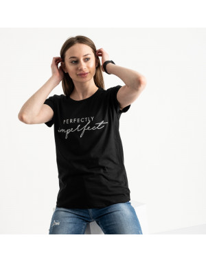7016-1 Heyc черная футболка женская с принтом (3 ед. размеры: S.M.L)