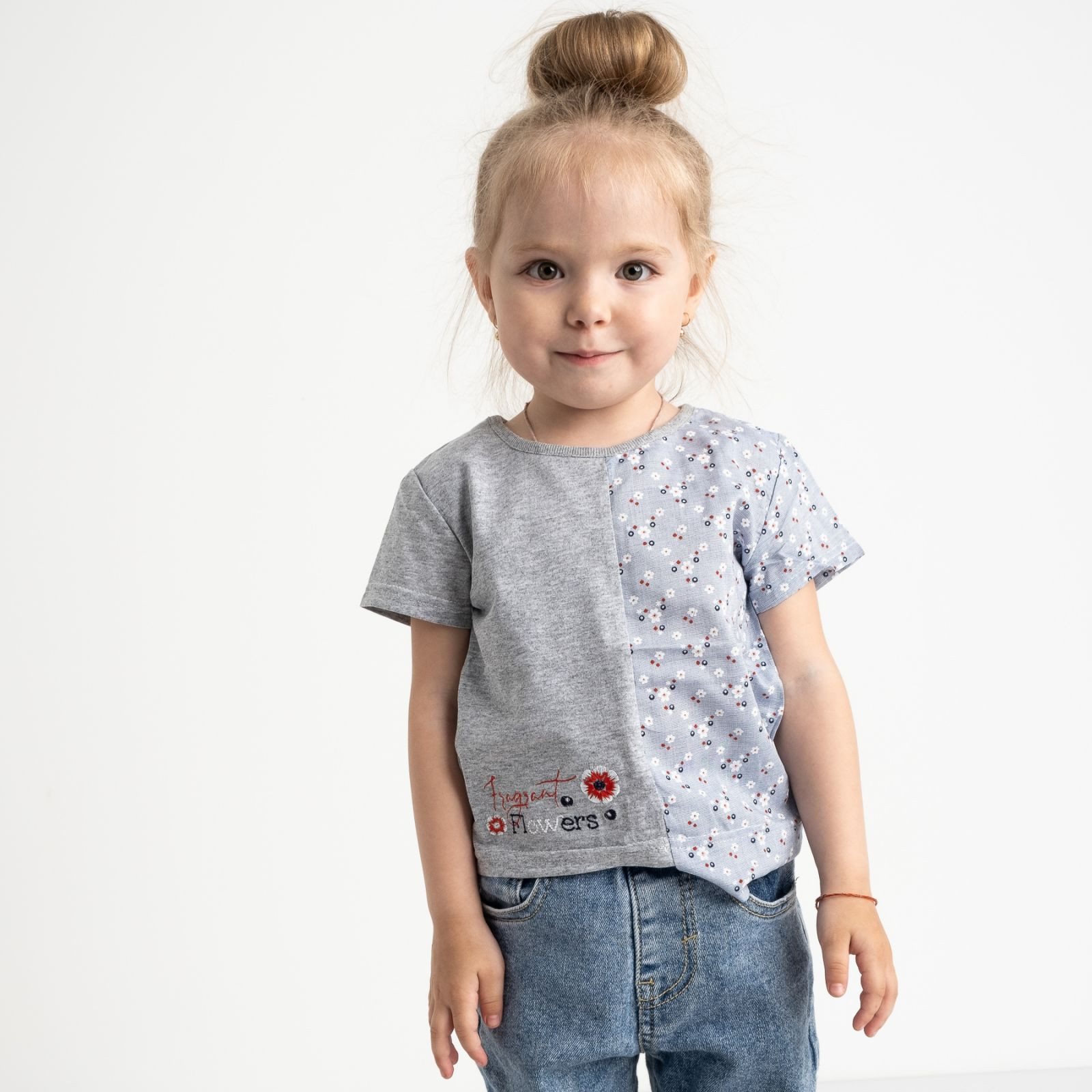 1048 футболка детская серая на девочку 1.5-3,5 года (3 ед. размеры:86.92.96 )