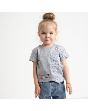 1048 футболка детская серая на девочку 1.5-3,5 года (3 ед. размеры:86.92.96 )