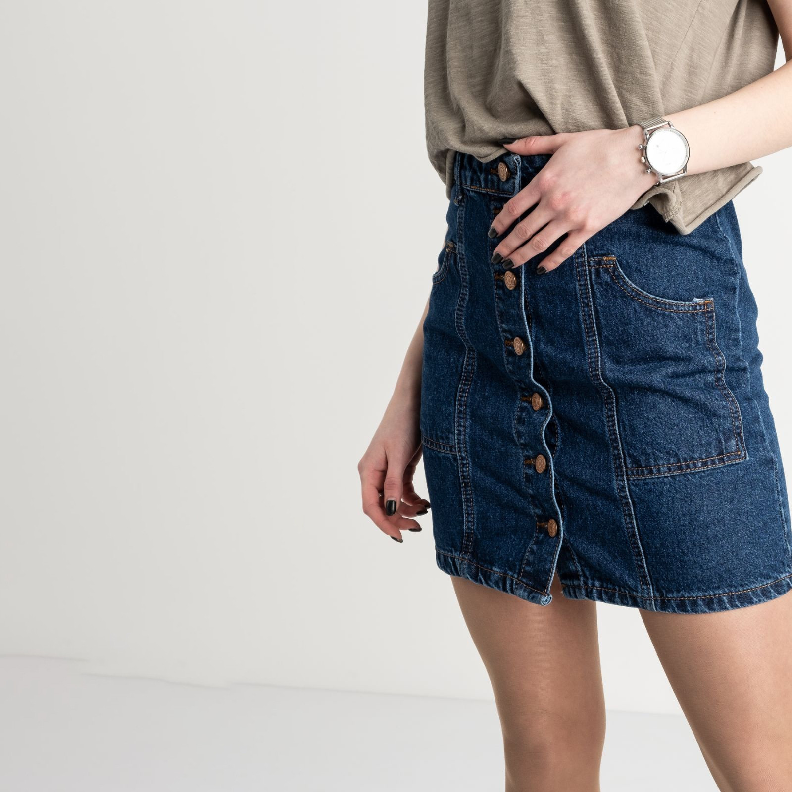 2015-1 Ponza юбка джинсовая на пуговицах синяя котоновая (6 ед. размеры: 34/2.36/2.38/2)