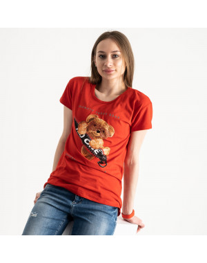 2570-3 красная футболка женская с принтом (3 ед. размеры: S.M.L)