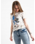 2515-5 Akkaya серая футболка женская с принтом стрейчевая (4 ед. размеры: S.M.L.XL): артикул 1119746