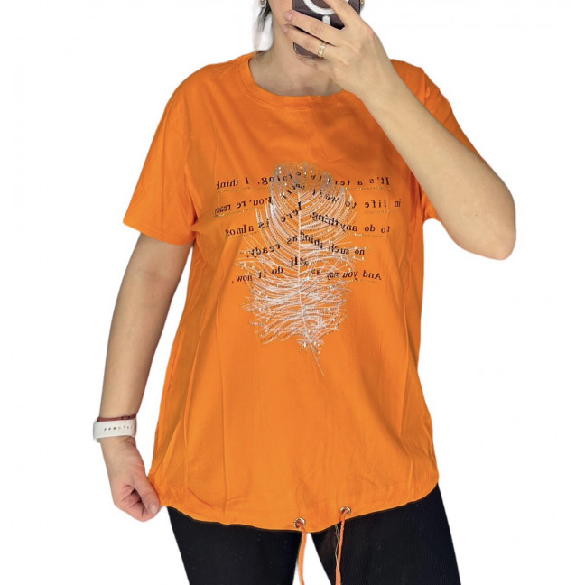 27060-8* оранжевая женская футболка (принт, 3 ед. размеры норма: M. L. XL) выдача на следующий день LeVisha: артикул 1143347