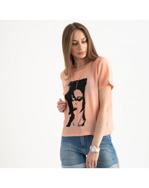 2022-7 футболка персиковая женская с принтом (5 ед. размеры: 42.44.46.48.50)