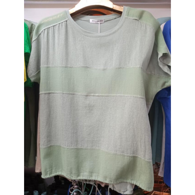 35659-75* зеленая женская футболка (лён, 4 ед. размеры батал: 3XL. 4XL. 5XL. 6XL) выдача на следующий день Футболка: артикул 1145223