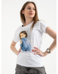 2501-10 Akkaya белая футболка женская с принтом стрейчевая (4 ед. размеры: S.M.L.XL): артикул 1119815