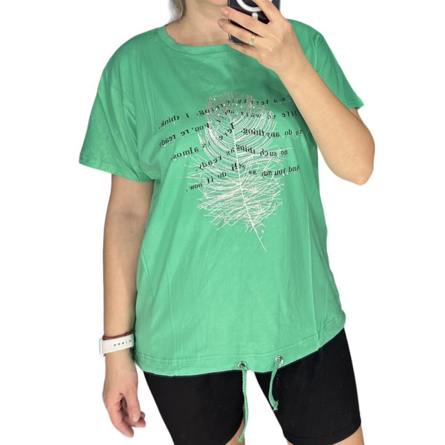27060-7* зеленая женская футболка (принт, 3 ед. размеры норма: M. L. XL) выдача на следующий день LeVisha: артикул 1143346