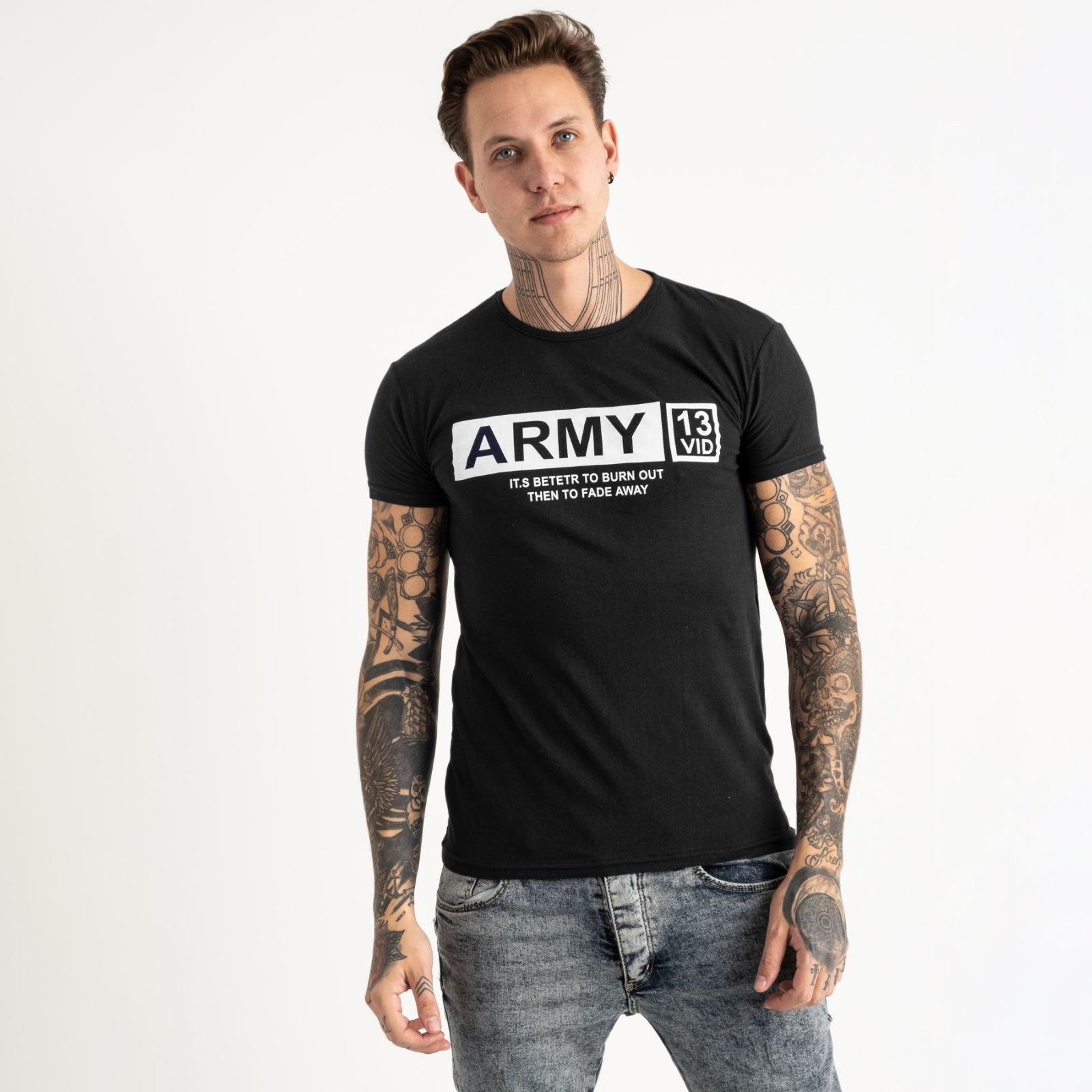 2717-1 черная футболка мужская батальная с принтом (4 ед. размеры: XL.2XL.3XL.4XL)