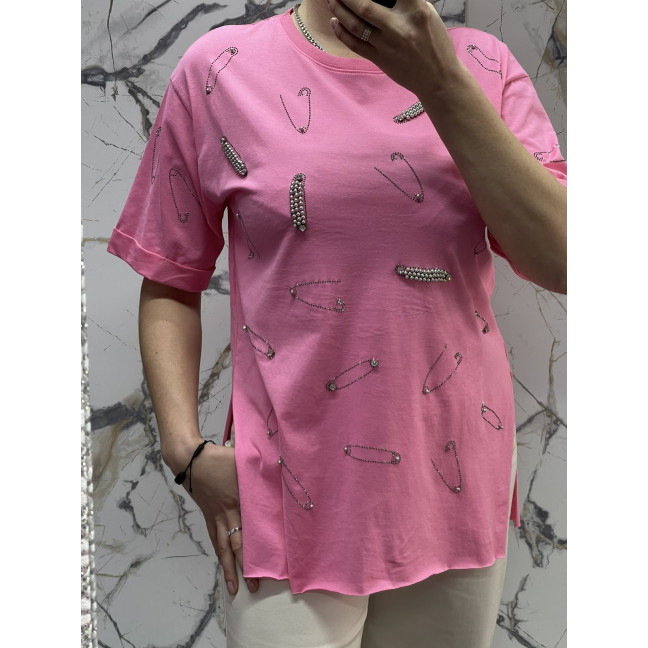 4712-4* розовая женская футболка (коттон, 6 ед. размеры норма: S. M. L, дублируются) выдача на следующий день Футболка: артикул 1144601