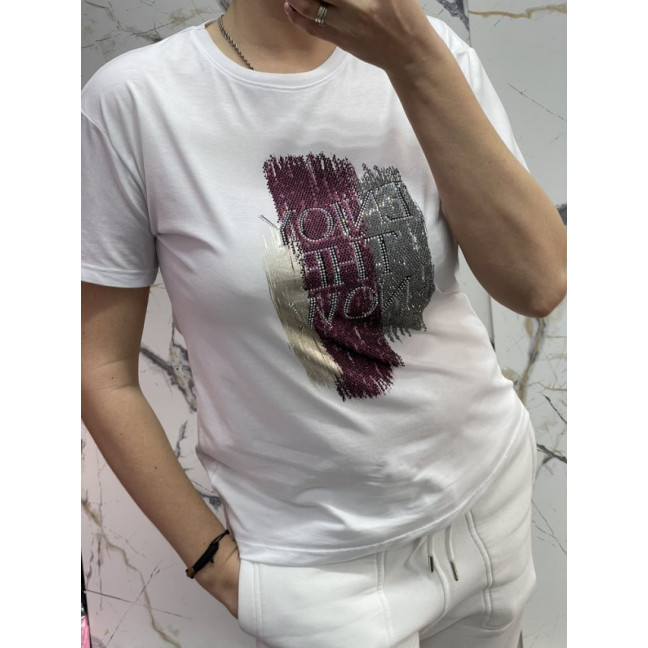 4539-10 белая женская футболка (коттон, 6 ед. размеры норма: S. M. L, дублируются) Футболка: артикул 1144706