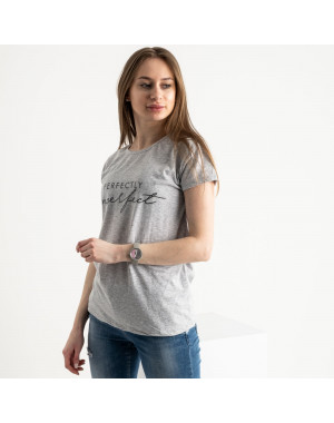 7016-6 СЕРАЯ Heyc футболка женская с принтом (3 ед. размеры: S.M.L)