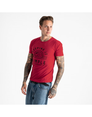2605-3 красная футболка мужская с принтом (4 ед. размеры: M.L.XL.2XL)