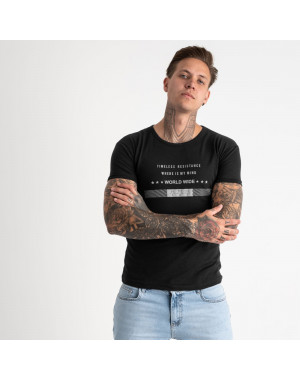 2619-1 черная футболка мужская с принтом (4 ед. размеры: M.L.XL.2XL)
